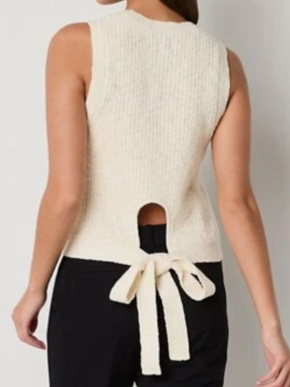 Worthington Womens Size XXL Sleeveless Knit Top with Back Tie In Very Natural